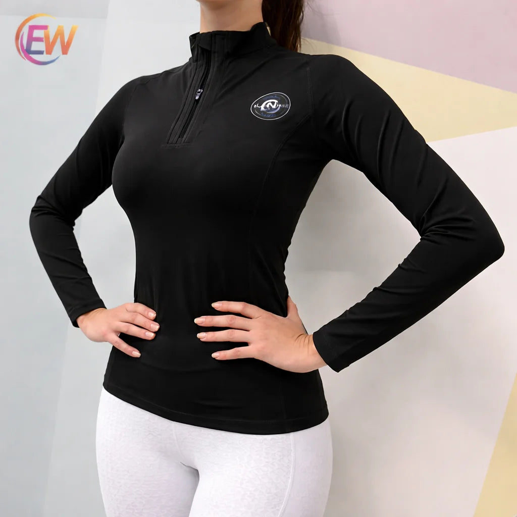 Dropshipping 2026 EW New Arrival Women Black Color Long Sleeve Show Equestrian Shirts