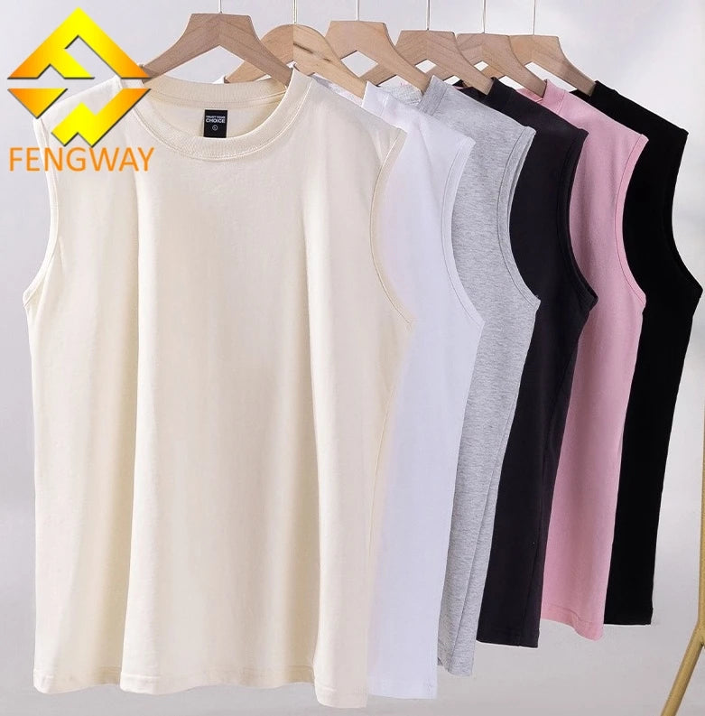Oversized Mens Heavy Cotton Workout Gym Tank Top Sleeveless Cut Off Muscle Shirts Acid Wash Tshirts Custom Logo Loose Fit Tees
