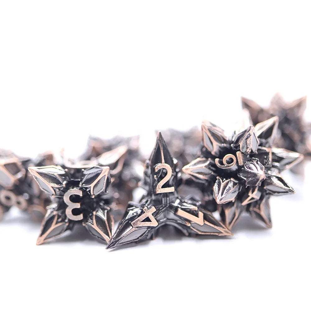 Best Price 7pcs Set Antique Metal DND Glitter Dice Special-Shape Solid Design for RPG Games