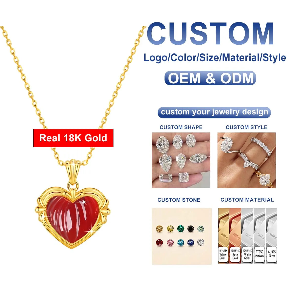 High Quality Jewelry Supplier Christmas Gifts Wholesale Custom Pure Love Heart White Shell 18K Gold 5D Pendant Necklace