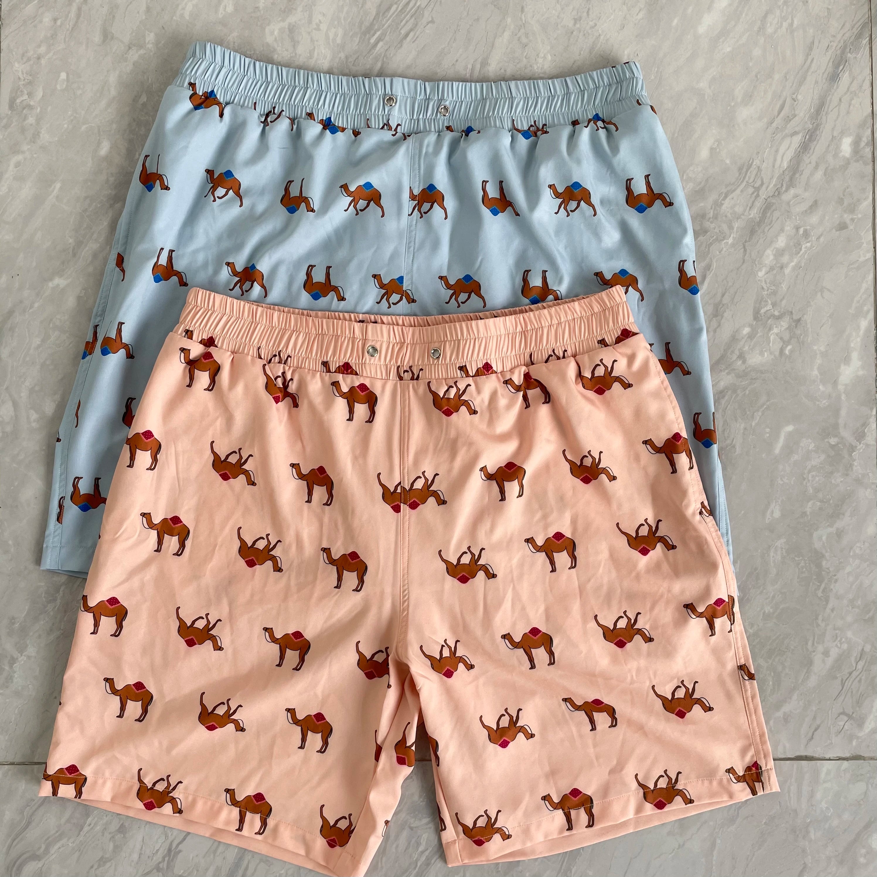 2025 Summer OEM Manufacturer Custom Printed Men's Surf Pants Swim Shorts 4-Way Stretch Board Shorts Swim Trunks Spandex/Cotton