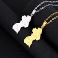 Wholesale 18K Plated Stainless Steel Guyana Country Map Necklace Waterproof Stock Trendy Classic Link Chain Geometric Design