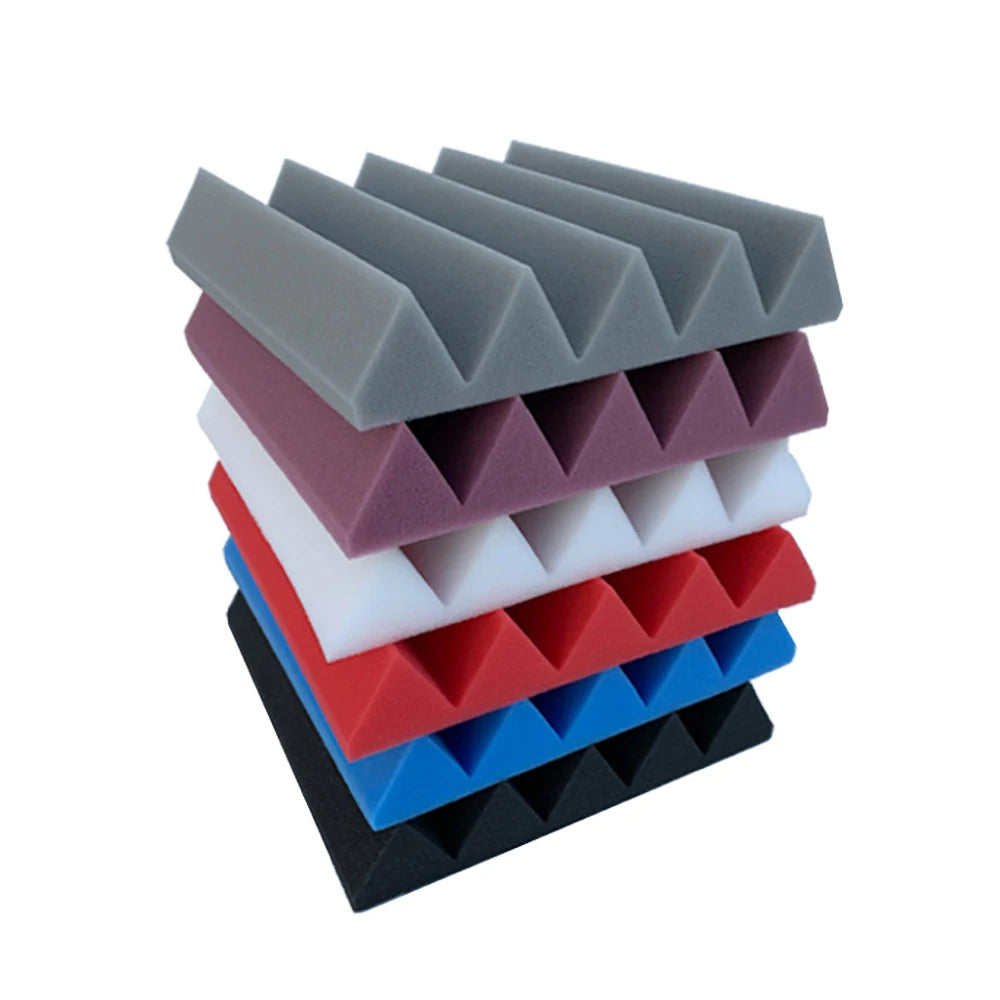 Wedge Shape Fireproof PU Acoustic Foam Panels with High Effective Absorption NRC 0.8 Approx. 25x25x5cm for Studio Use