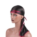 Hot Selling Unisex Silky Binding Sewed Men Doo Rags 360 Waves Extra Long Straps Edge Cover Men Du Rag Satin Silky Durags