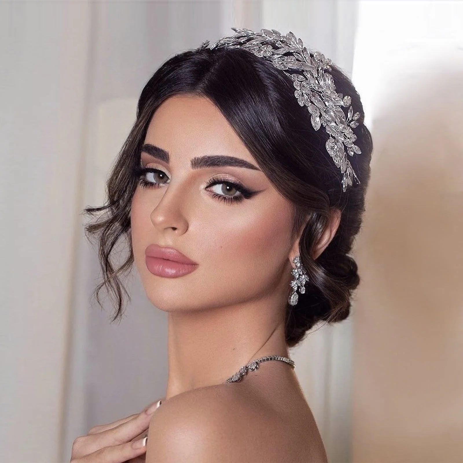 Handmade Romantic Bride Wedding Headband Double Rhinestone Princess Bridal Wedding Hair Accessories Hair Jewelry Headpiece