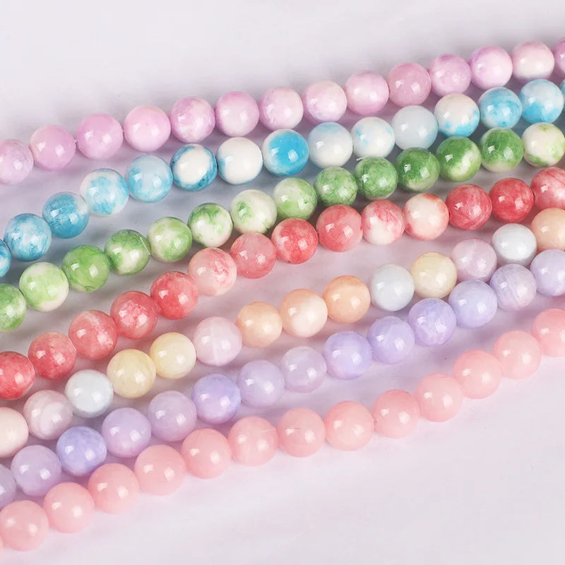 DS Factory Wholesale Colorful Persian Jade Round Beads Diy Jewelry Crystal Agate Chalcedony Beads