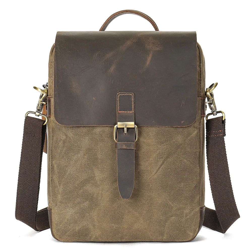 MARRANT Retro Crazy Horse Men Crossbody Satchel Bags Waterproof Shoulder Bag Canvas Messenger Bag for Men