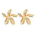 Vintage Charm Metal Flower Big Stud Earrings for Women New ZA Metallic Creative Gold Statement Earrings Cute Party Wedding Gift