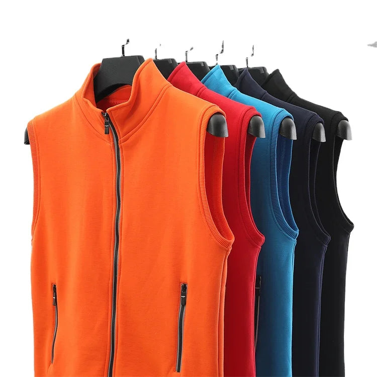 Customized Breathable Eco-Friendly Waterproof Windproof Quick Dry Reversible Zipper Mandarin Collar Men's Fleece Vest Autumn