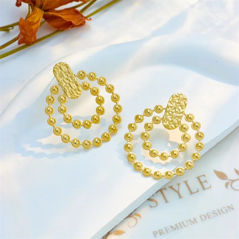 Tarnish Free Jewelry 316l Stainless Steel Earrings 18k Pvd Gold Plated Round Studs Earrings for Women