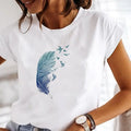 Factory Price Best Quality Women Cute Custom Graphic Crewneck Short Sleeve Regular Fit Casual Tee T-Shirts