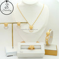 Zircon Fashion Women's Stainless Steel Bracelet 18K Gold Plated Dubai Diamond for Wedding or Party Girls Gift Set