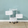Household Three-layer Circular Rotating Metal Lacquer Finish Height Adjustable Storage Rack for Kitchen Dining Room Food Storage