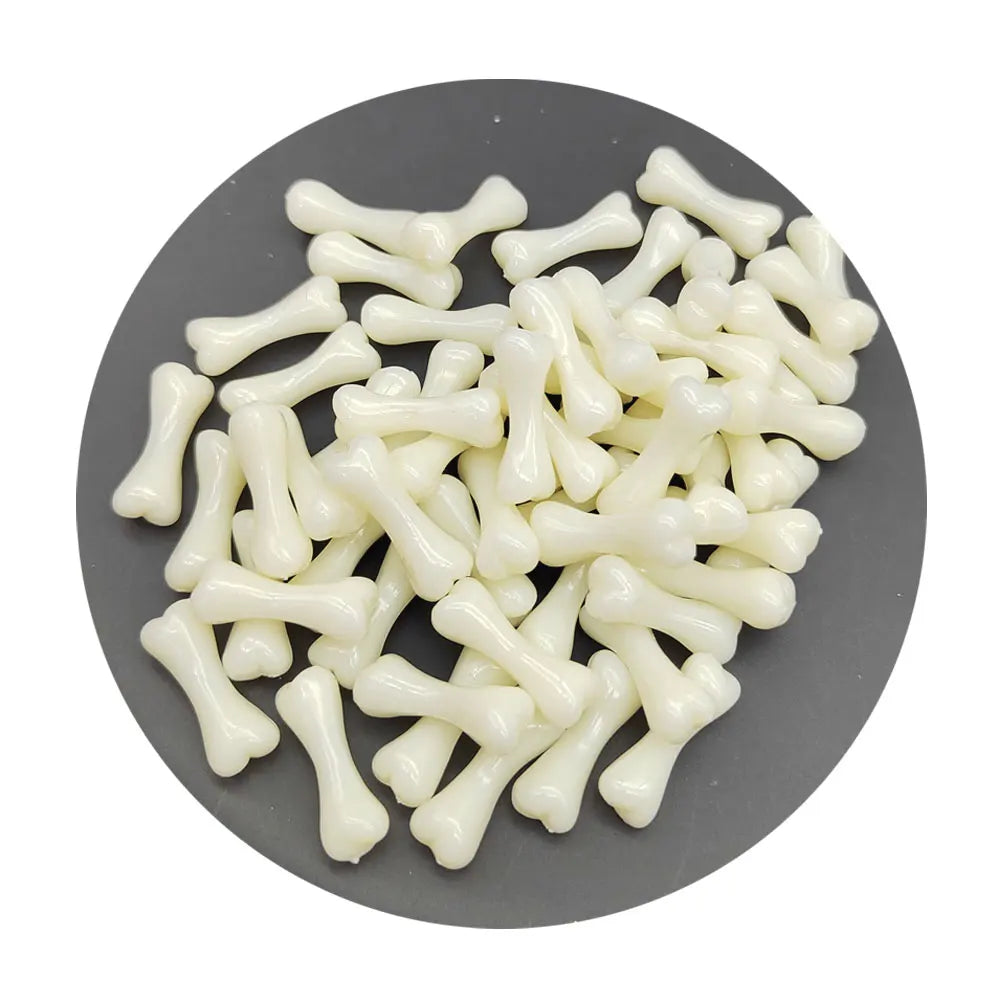 3D Cute Popular Dog Food Acrylic Bone Beads White Bone Kawaii Artificial Miniatures Dollhouse Ornaments