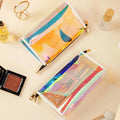 Women Lady's New Waterproof Fashion Large Travel Cosmetic Bag Pouch Box Portable Makeup Storage with TPU Nylon Leather Materials