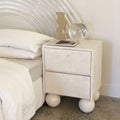 Factory Direct Contemporary 2-Drawer Natural Marble White Square Nightstand for Apartment or Bedroom Home Furniture