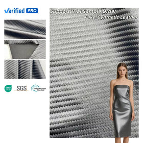 4-Way Stretch Elastic PU Leather Fabric Polyester Spandex Knitted Synthetic Leather Material for Clothing Dress PFAS FREE