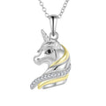 925 Sterling Silver Unicorn Pendant Necklace Gold Plated Mane Anti Tarnish Necklace for Kids Jewelry