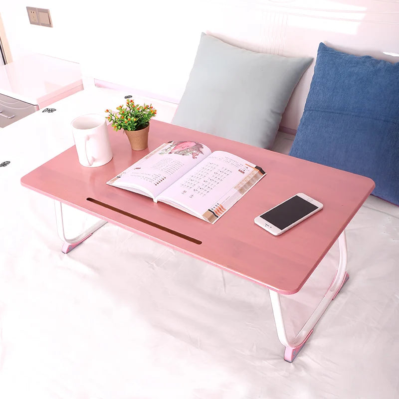 Bamboo Wooden Foldable Laptop Bed Table Mesa Cama Folding Small Computer Study Desk on Bed
