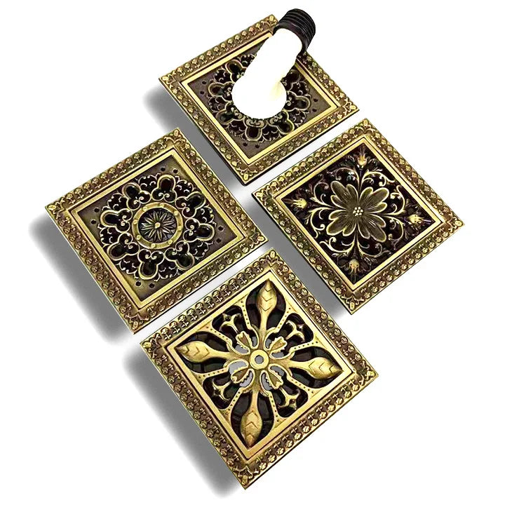 Toilet Bathroom Shower Anti Odor Proof Floor Drain Copper Antique Floor Drain Brass Floor Waste Drain Wash Room square Drain