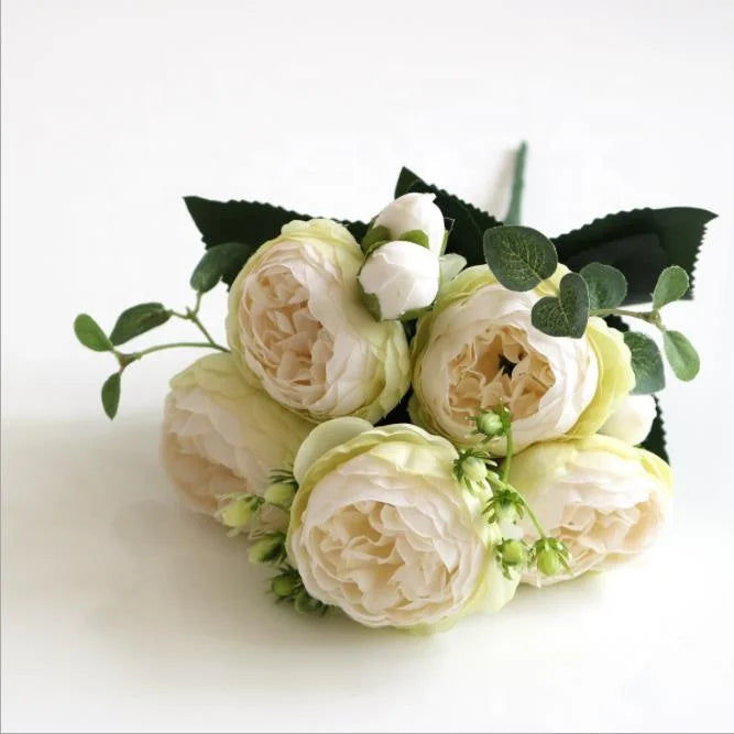 Small Pieces Vintage Bouquet 5 Heads Artificial Peony Bunch for Home Decor