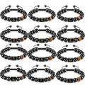 Handmade Initial Bracelet with Natural Black Onyx and Tiger Eye Agate 26 Letter Beaded Bracelet with Stainless Steel Letters