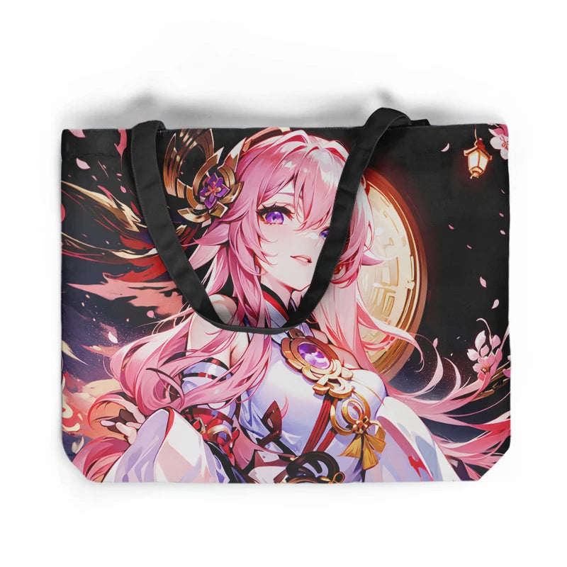 Genshin Impact Custom Print Logo Large Shopping Tote Bag With Pocket and Zipper Shopping Bag
