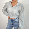 F230629 Custom Hoodie Women's Fleece Winter Fall Streetwear Sweatshirt Plain Full Zipp-Up Crop Top Hoodie Jacket Coat for Lady