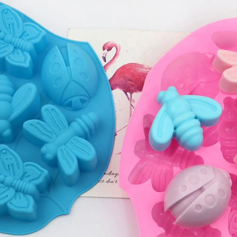724 Factory Free Sample 8 Hole butterfly and Insect Shape Cake Silicon Mold Silicone Candle Molds Soap Making Molds