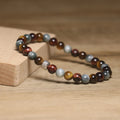 Men's High Quality Stainless Charm Tricolor Tiger Eye 6mm Beaded Bracelet Geometric Natural Stone Gemstone Jewelry for Gift