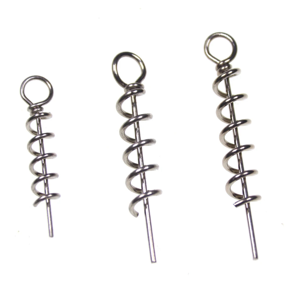 30/35/40/45/50mm Stainless Steel Soft Lure Spring Lock Pin Fishing Crank Hook Screw Bait Connector Accessories