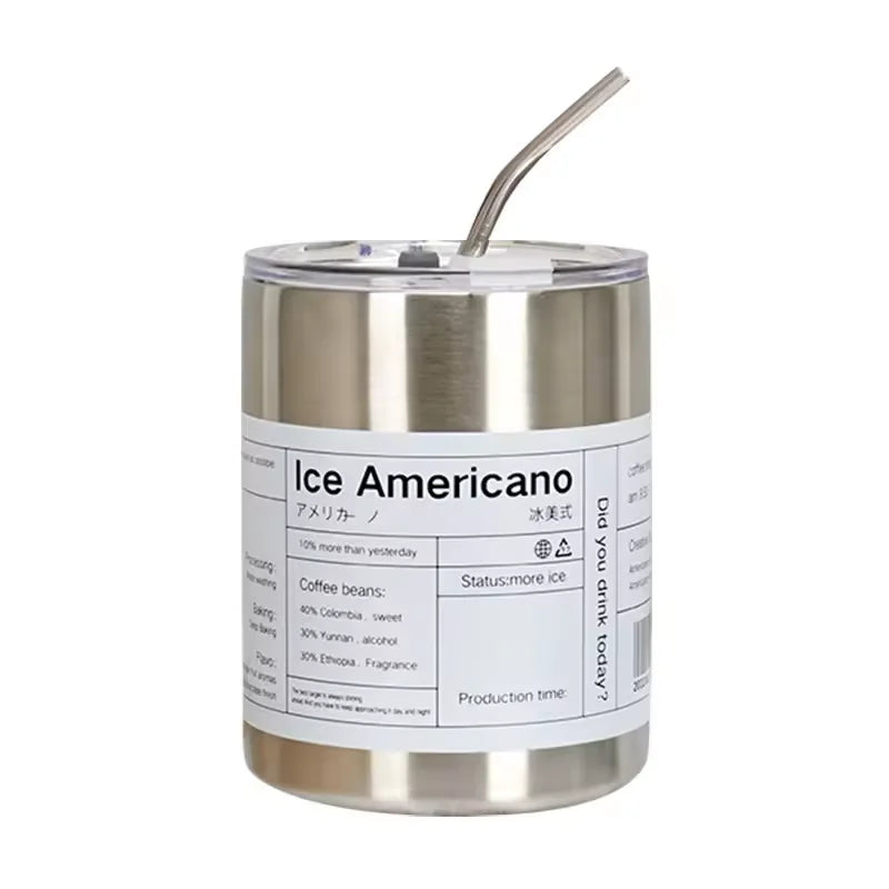 12oz 350ml Stainless Steel Travel Insulated Americano Coffee Tumbler Mugs Turkish Disposable Coffee Cups With Straw