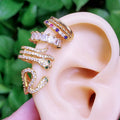 EC1659 Chic Woman 18KGold Ear Cuffs Jewelry Zircon Diamond Earrings Non- Piercing CZ Micro Ear-Cuff Clip Ear Cuffs
