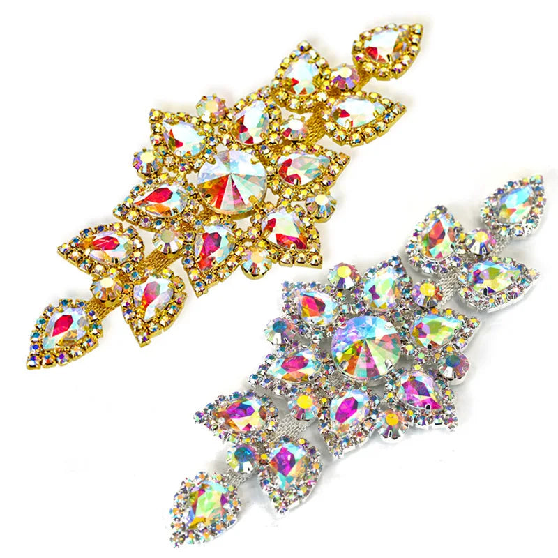 High-End 3D Iron Glitter Patches Make Applique CC Rhinestone Transfer Patch for Bridal Dress Belt Decor Rhinestone Beaded