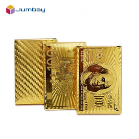 Personalized Professional Customization 24k Gold Foil Plated US Poker Card Gold Playing Cards Jumbay OEM LOGO 1000pcs MOQ