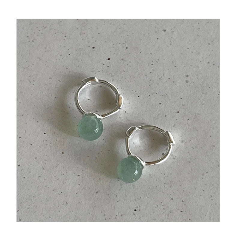 Korean Style 925 Sterling Silver Green/Black/Yellow Round Crystal Clip Earrings for Women Party Gifts Jewelry