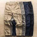 Quality Khaki Twill Cargo Pants Men's Straight Tube Autumn Casual Multi Pocket Fashion Pants Custom logo