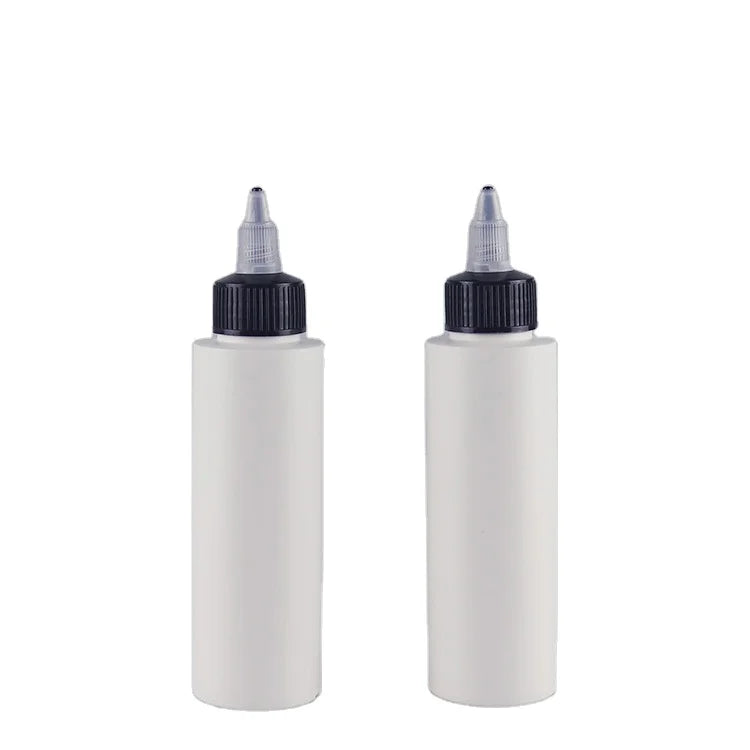 Hot Sale 100ml HDPE White Plastic Twist Cap Squeeze Extrusion Bottle with Pointed Mouth Lid