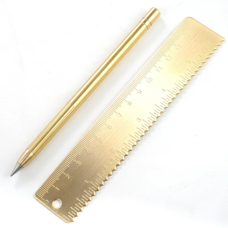 Luxury Gold Eternal Mechanical Pencil Hot Seller Metal Fancy Ecological Pure Brass Ruler Inkless Forever Infinite Pencils