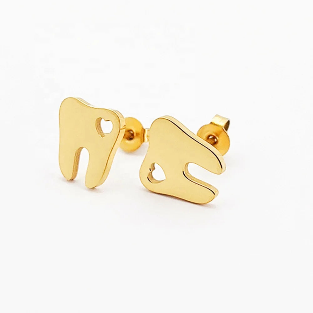 Tooth Earring Dental Jewelry Sccesorios Mujeres Gold Plated Jewelry 18k Gold Plated Jewelry Waterproof Teeth Earings