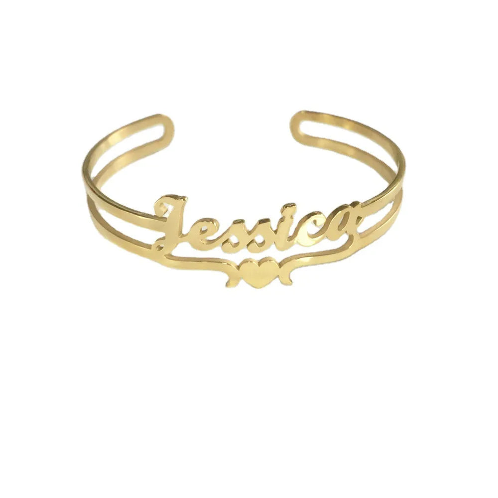 Custom Name Bangle Bracelet Stainless Steel Cuff Bangle for Women Personalized Letter Bangle