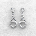 Sterling Silver 6*6mm Semi Mount Stud Eardrops Empty Frame Support Blank Setting S925 Base Without Center Stone DIY for Inlay