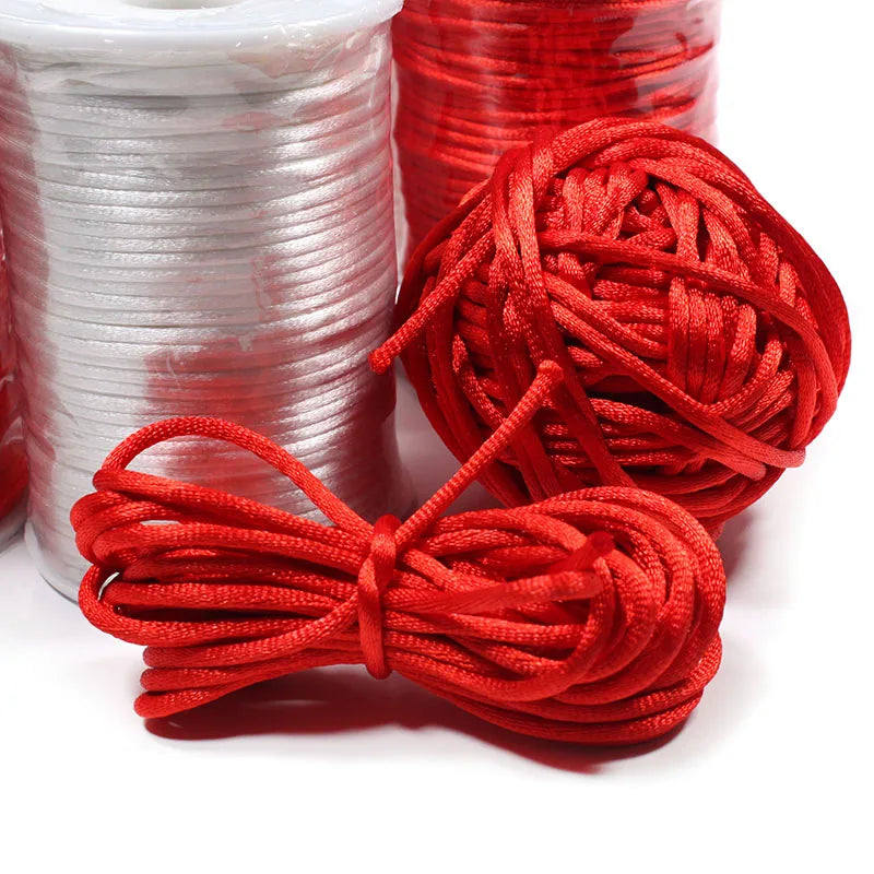 Nylon Knot Cord Rattail Satin Nylon Trim Cord 0.8MM 2MM 3MM Polyester Opp Bag Customized Coated Woven Braided Rope Custom