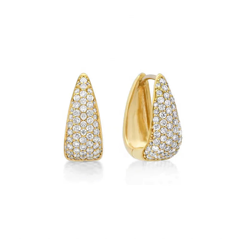 LOZRUNVE Sterling Silver 925 Gold Fine Jewelry Pave Claw Waterdrop Shape Hoop Earring