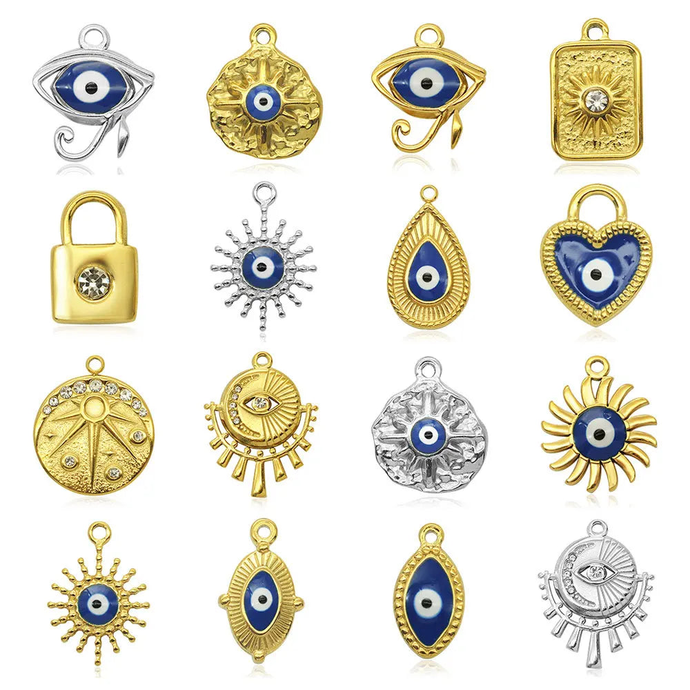Beimai OEM Charms for Jewelry Making Peach Heart Oval Eye Drop DIY Jewelry Accessories Sun Lock Necklace Earrings Pendant