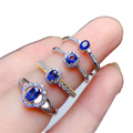 Blue Tanzanite & CZ Fashion 925 Sterling Silver Ring Sizes 925 Silver Birthstone Wholesale Jewelry