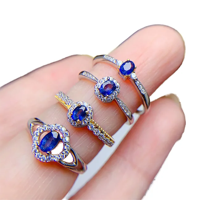 Blue Tanzanite & CZ Fashion 925 Sterling Silver Ring Sizes 925 Silver Birthstone Wholesale Jewelry