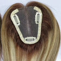 Popular Cheaper Short French swiss Lace Toppers Remy Hair Brown Ombre Blonde Human Hair Toppers with Clips