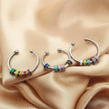 Open Cuff Adjustable 5 Beads Stainless Steel with Enamel Spinning Anti Anxiety Rotate Moving Bead Ring Finger Rings Jewelry