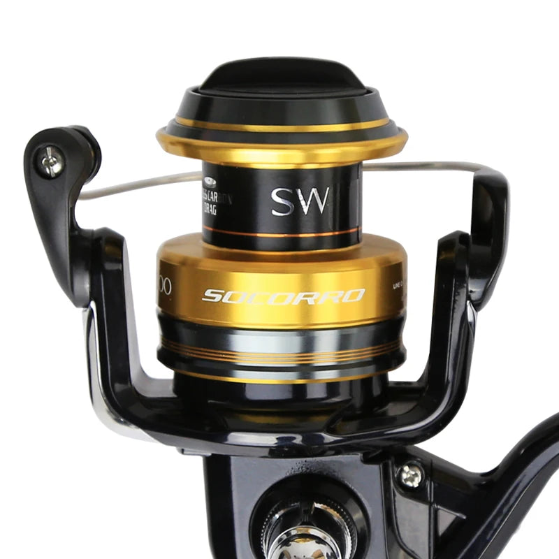 SOCORRO SW 5000 6000 8000 10000 Big Spinning Fishing Reel 5BB 10kg/12kg X-Ship Saltwater Trolling Spinning Fishing Reel